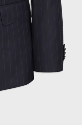 Two-piece slim-fit virgin-wool suit, Dark Blue