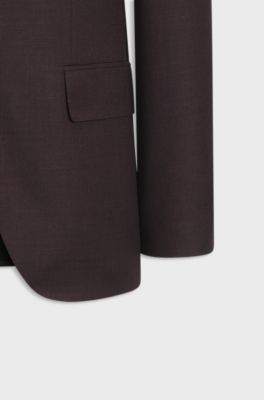 Three-piece regular-fit virgin-wool suit, Brown
