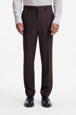 Three-piece regular-fit virgin-wool suit, Brown