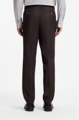 Three-piece regular-fit virgin-wool suit, Brown
