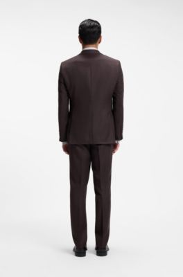 Abito tre pezzi regular fit in lana vergine, Marrone