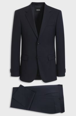 Two-piece slim-fit stretch-wool suit, Dark Blue