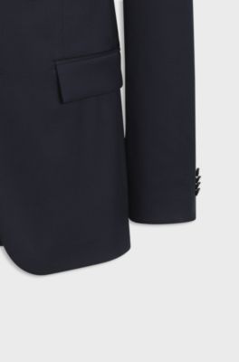 Two-piece slim-fit stretch-wool suit, Dark Blue