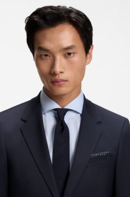 Two-piece slim-fit stretch-wool suit, Dark Blue