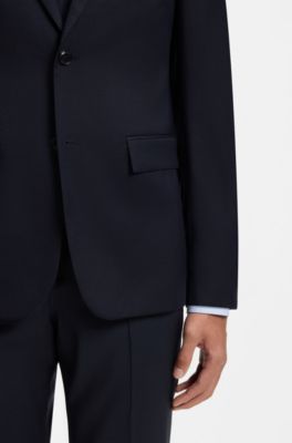 Two-piece slim-fit stretch-wool suit, Dark Blue