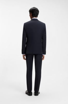 Two-piece slim-fit stretch-wool suit, Dark Blue
