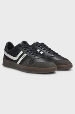 Sneakers in een combinatie van materialen, Donkergrijs