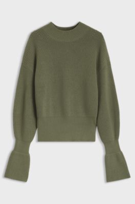 Tulip-cuff sweater, Dark Green