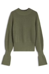 Tulip-cuff sweater, Dark Green