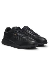 Lace-up leather trainers, Black
