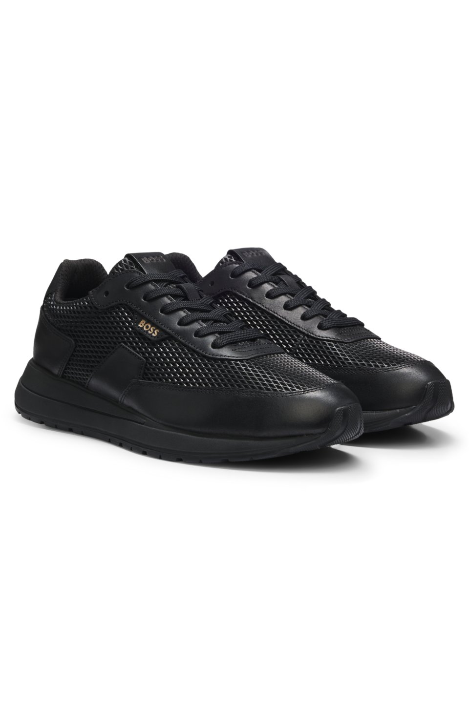 Lace-up leather trainers
