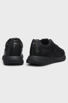 Lace-up leather trainers, Black