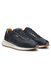 Lace-up leather trainers, Dark Blue
