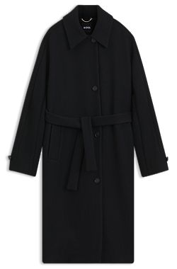 Belted wool-blend coat in a relaxed fit