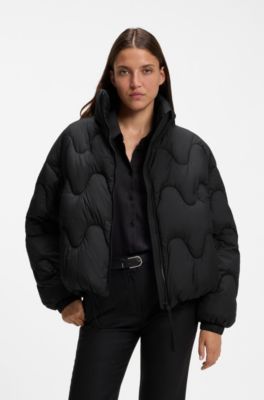Relaxed-fit padded jacket in water-repellent fabric, Black