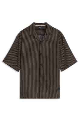 Printed beach shirt, Black Patterned
