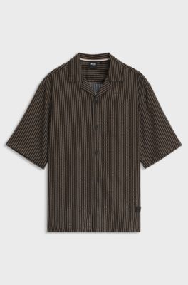 Printed beach shirt, Black Patterned