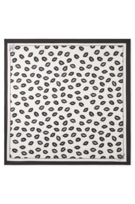 Patterned scarf, White / Black