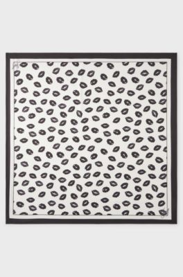 Patterned scarf, White / Black