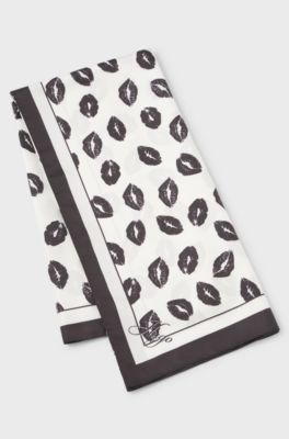 Patterned scarf, White / Black