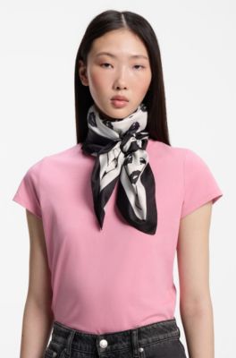 Patterned scarf, White / Black