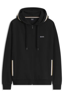 Zipped cotton hoodie , Black