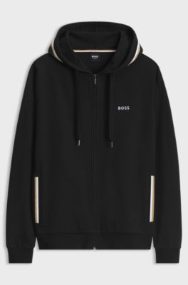 Zipped cotton hoodie , Black