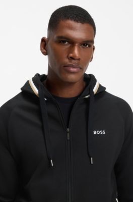 Zipped cotton hoodie , Black