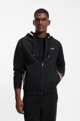 Zipped cotton hoodie , Black