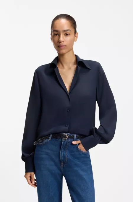 V-neck blouse in crepe de chine