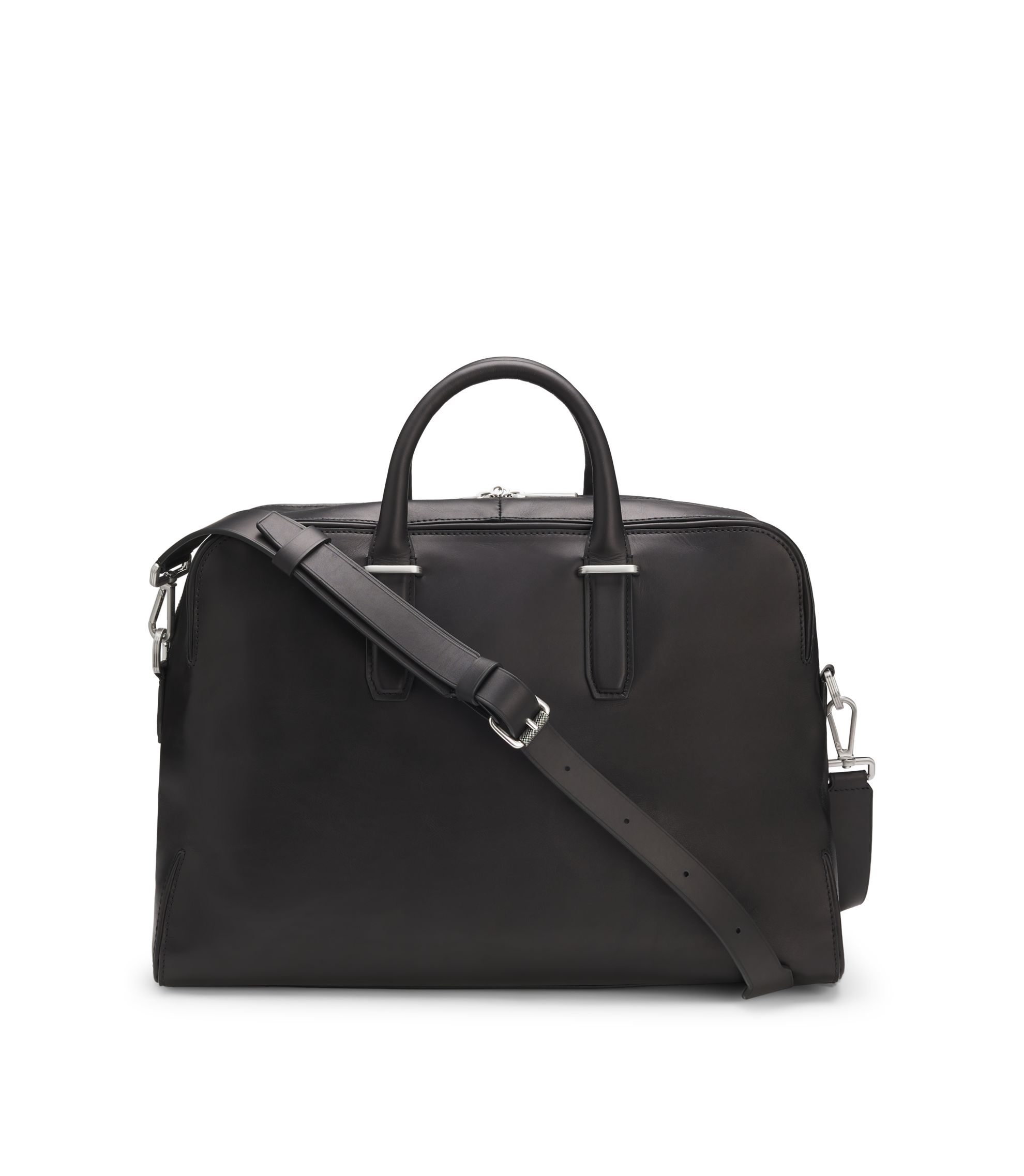 BOSS - Runway holdall in leather with embossed logo - Black