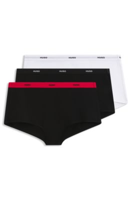 3-pack stretch-cotton boyshorts, White / Black