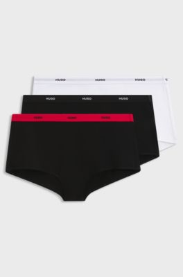 3-pack stretch-cotton boyshorts, White / Black