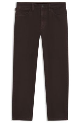 Relaxed-fit jeans in dark-brown stretch denim, Dark Brown