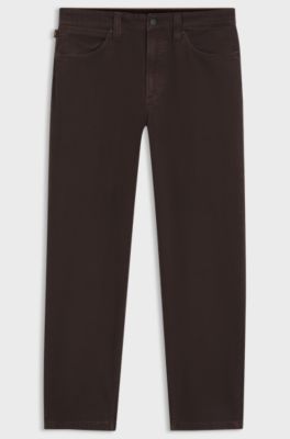 Relaxed-fit jeans in dark-brown stretch denim, Dark Brown