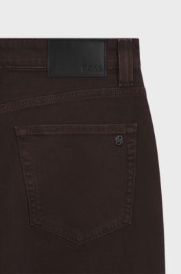 Relaxed-fit jeans in dark-brown stretch denim, Dark Brown