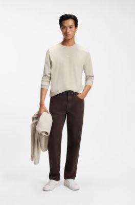 Relaxed-fit jeans in dark-brown stretch denim, Dark Brown