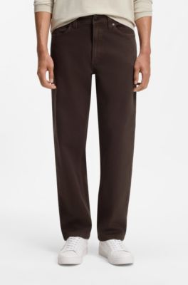 Relaxed-fit jeans in dark-brown stretch denim, Dark Brown