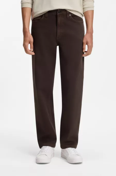 Jean Relaxed en denim stretch marron foncé