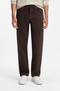 Relaxed-fit jeans in dark-brown stretch denim, Dark Brown