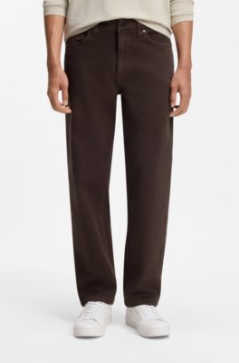 Relaxed-fit jeans in dark-brown stretch denim