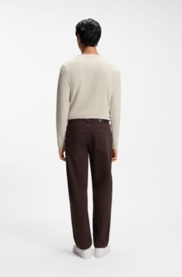 Relaxed-fit jeans in dark-brown stretch denim, Dark Brown
