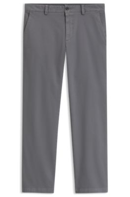Chinos in structured stretch cotton, Dark Grey