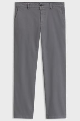 Chinos in structured stretch cotton, Dark Grey