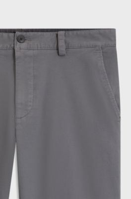 Chinos in structured stretch cotton, Dark Grey