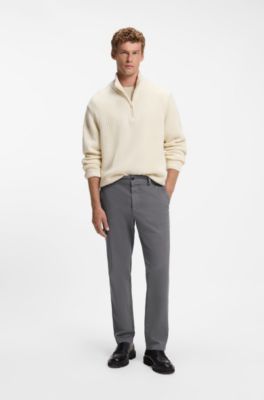 Chinos in structured stretch cotton, Dark Grey