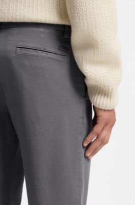 Chinos in structured stretch cotton, Dark Grey
