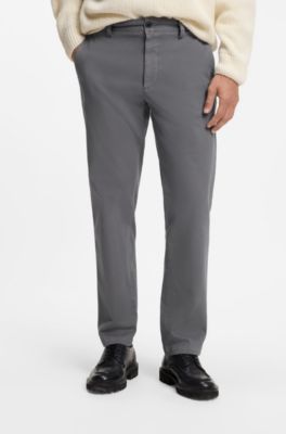 Chinos in structured stretch cotton, Dark Grey
