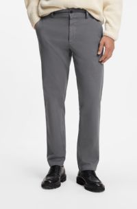 Chinos in structured stretch cotton, Dark Grey