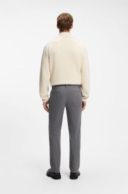 Chinos in structured stretch cotton, Dark Grey
